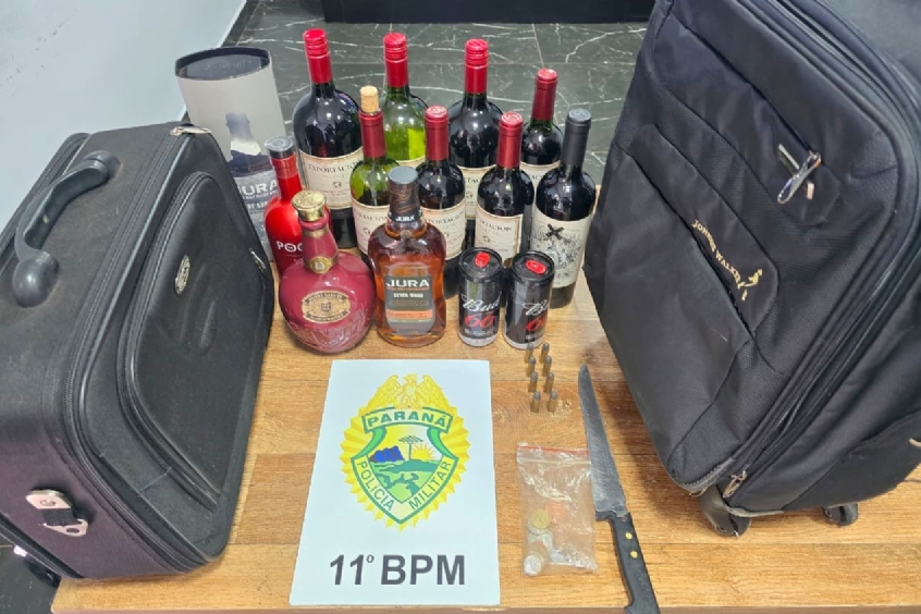 Polícia recupera bebidas e objetos furtados e prende três suspeitos no Jardim Panorama, em Ubiratã.