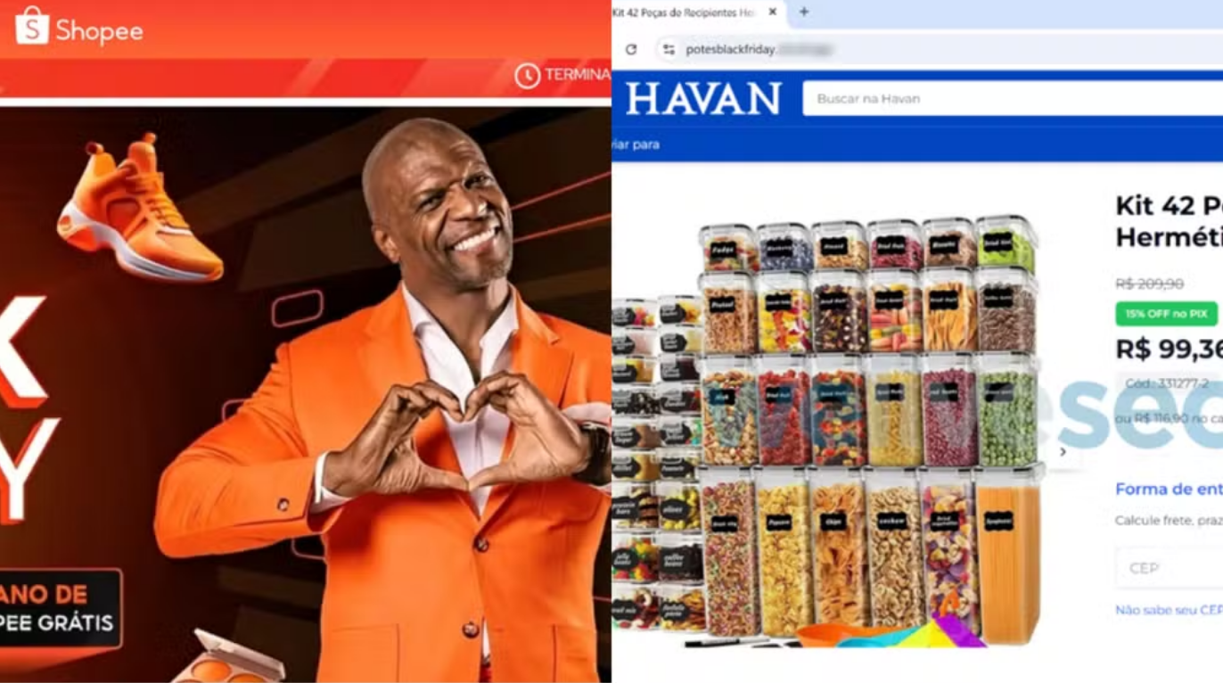 Black Friday: veja como se proteger das lojas online falsas da Shopee e Havan.