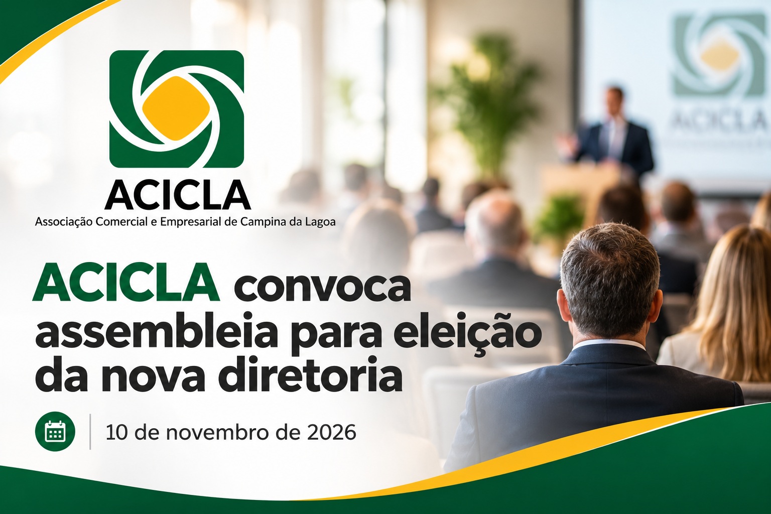 ACICLA convoca associados para assembleia que elegerá nova diretoria em novembro.