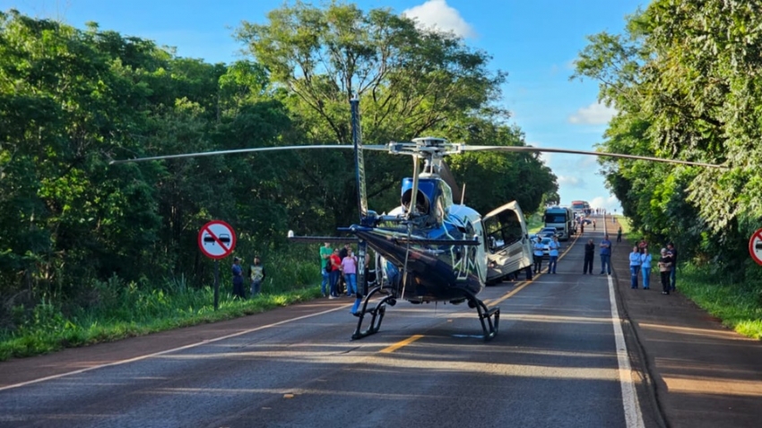 Motociclista fica gravemente ferido após motorista forçar ultrapassagem na PRC-487, entre Campo Mourão e Luiziana.