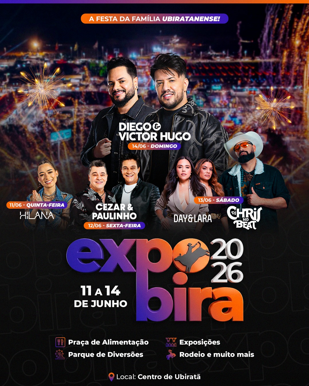 Ubiratã confirma Expobira 2026 com grandes shows, rodeio e expectativa de forte movimentação regional.